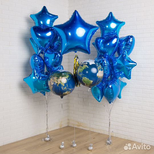 Воздушные шары, звезды и сердца