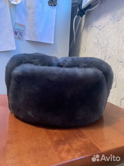 Мужская шапка -ушанка мутоновая