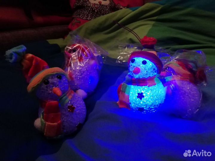 Игрушка новогодняя Снеговик светящийся