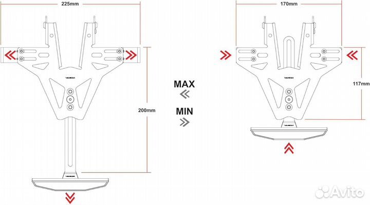 Короткое крепление номера Yamaha MT-09 2021 +