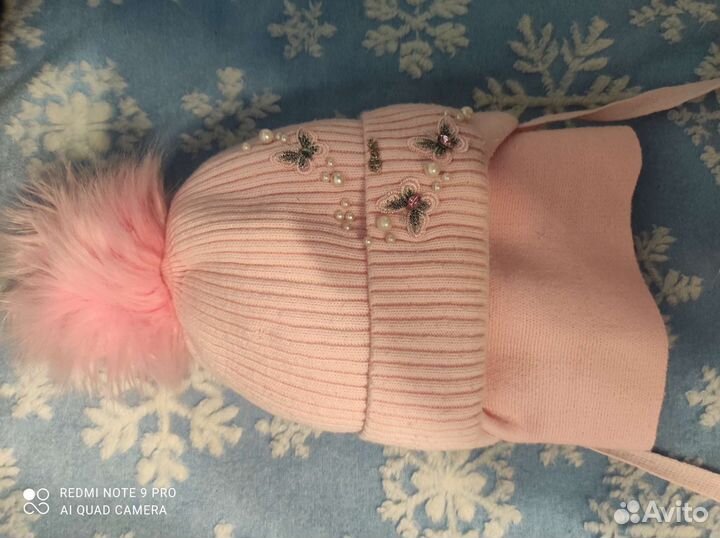 Шапка зимняя и шарф для девочки 48 50