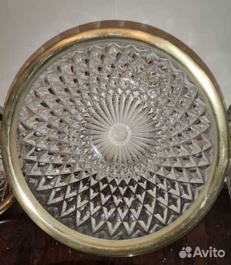 Хрустальные вазы салатницы конфетницы с мельхиором