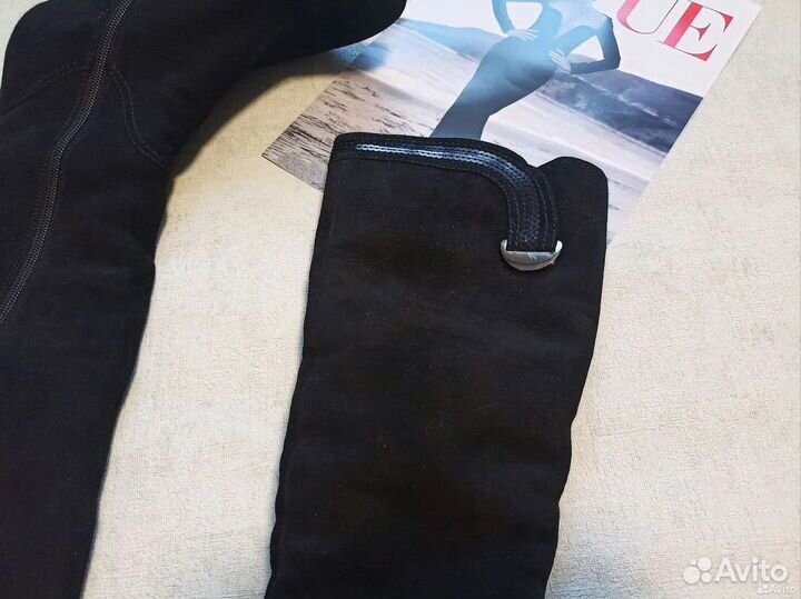 Сапоги зимние женские 37 замшевые на каблуке