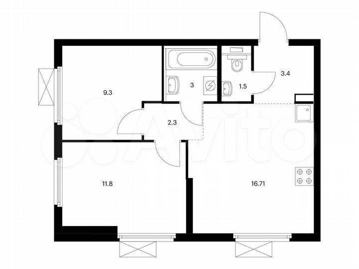 2-к. квартира, 48 м², 26/38 эт.