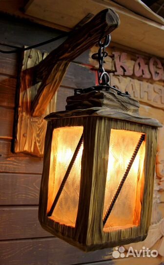Фонарь деревянный лофт