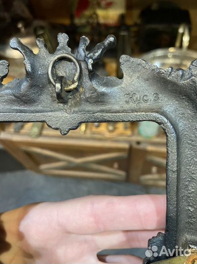 Старинная рамка для фото, чугун, кус.з