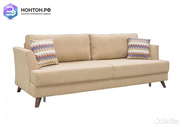 Диван тик-так Дамаск бежевый / зигзаг