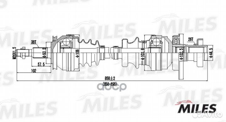 Привод в сборе VW transporter V 1.9D-2.0 03- пр