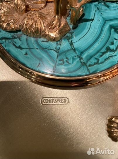 Шкатулка Сентябрев Малахит/Бронза/Золото