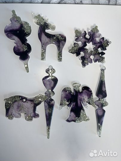 Елочные игрушки из эпоксидной смолы