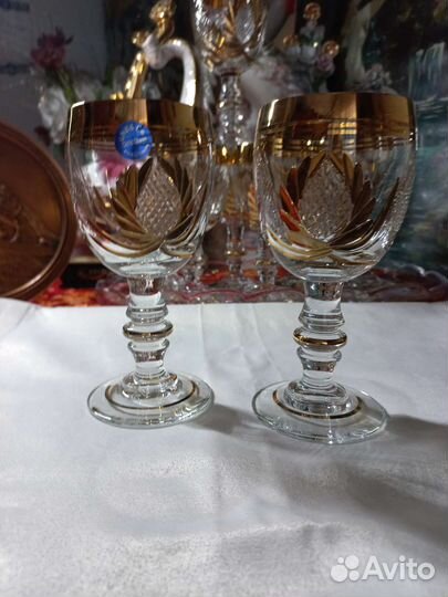 Хрустальные бокалы Gold glass. Винтаж