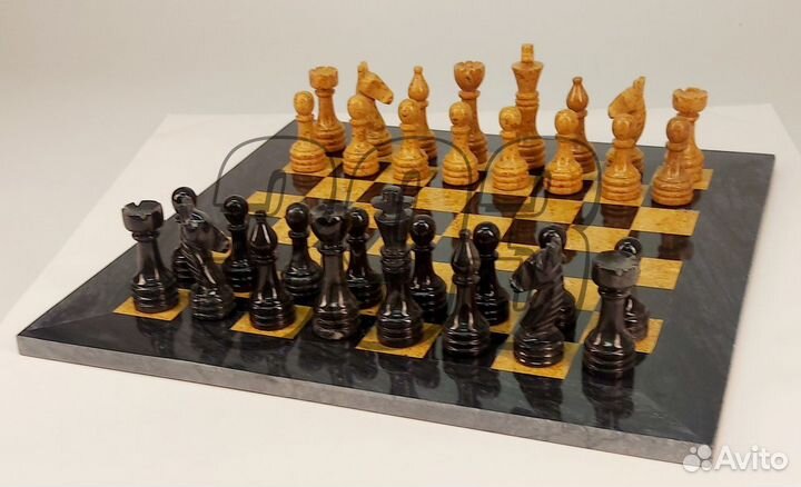 Шахматы Домани (чёрная яшма и ракушечник, (53777)