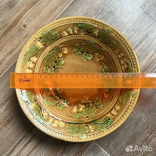Тарелка блюдо сухарница виноград обливная керамика