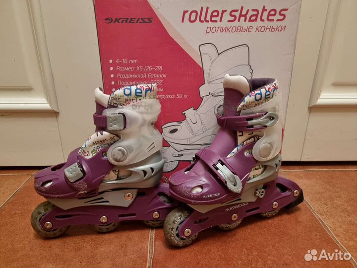 Коньки роликовые детские раздвижные, 26-29р