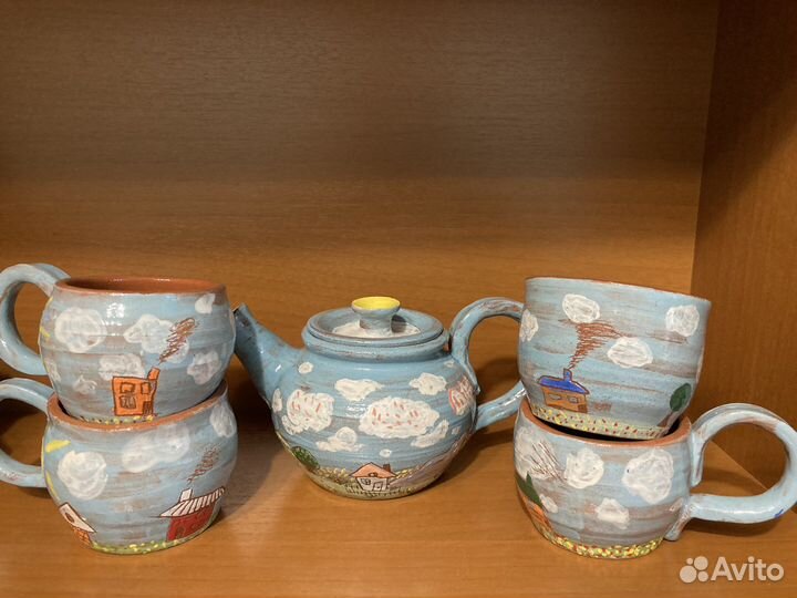 Сервиз чайный (ручная работа, глина)