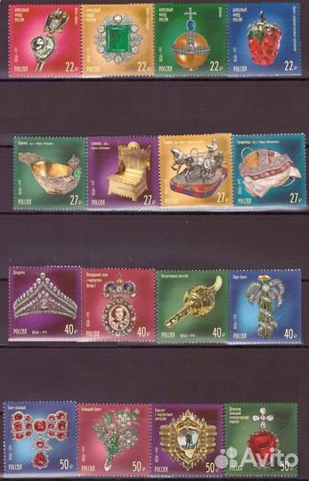 Серия марок почтовых Посуда Драг. Музей Искусство