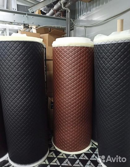Экокожа стеганная для обтяжки автосалона и мебели