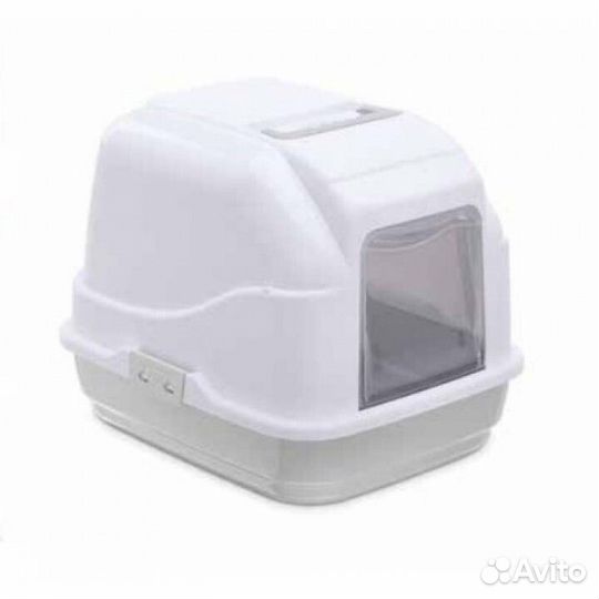 Имак туалет дкошек закрытый MY CAT,бело-серый, 50х