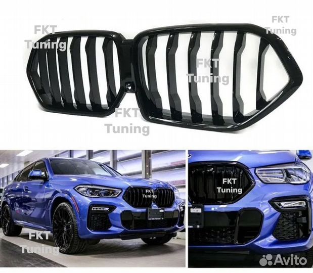 Решетка радиатора для BMW X6 G06 черная