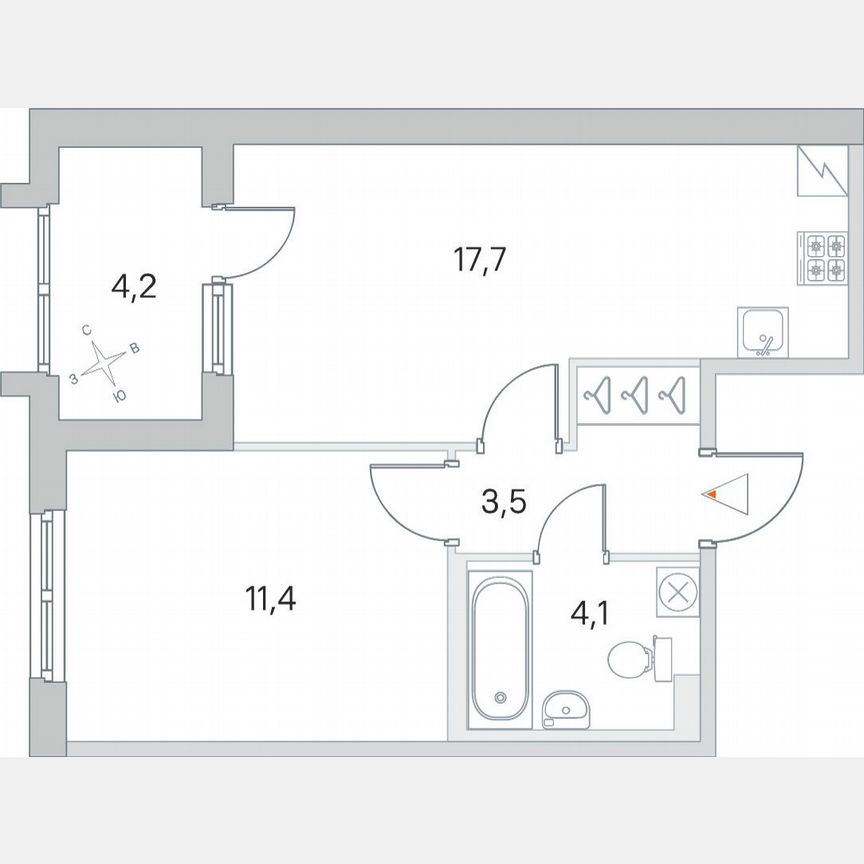 1-к. квартира, 39 м², 1/5 эт.