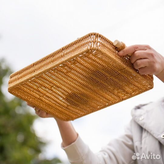 Поднос с имитацией ротанга, 25х35 см