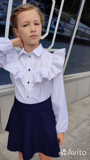Белая школьная блузка для девочки