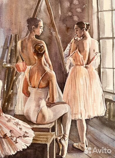 Картина балерины акварелью