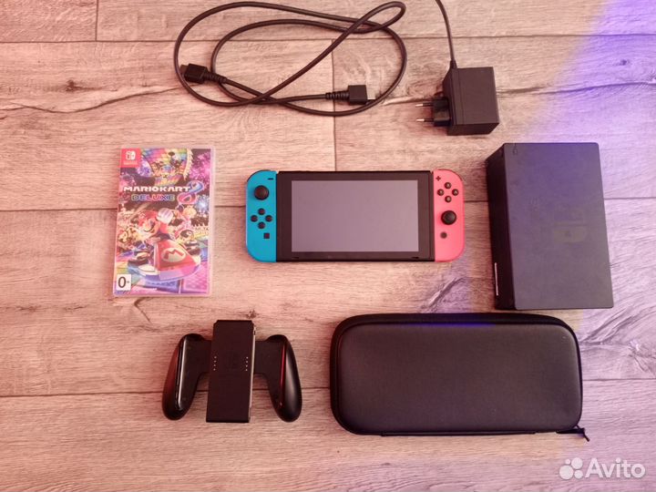 Nintendo switch Rev2 32гб +карта памяти 128гб