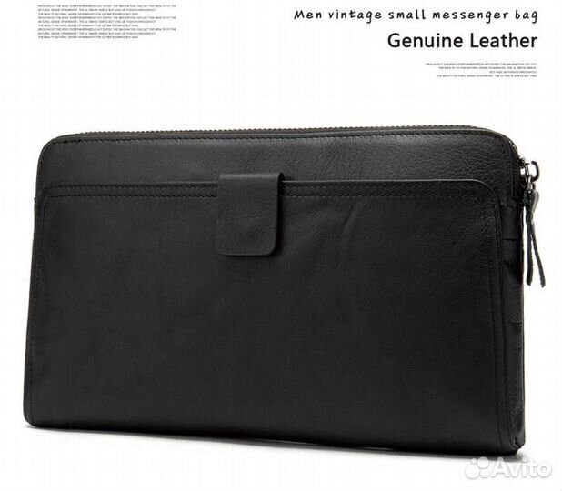 Клатч мужской новый в упак. натур. кожа 100 черн