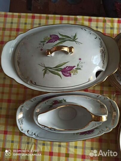 Столовый сервиз новый 'Ирис' позолота СССР