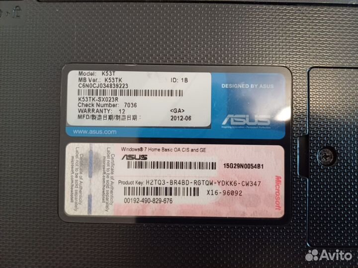 Ноутбук asus K53T / 15.6