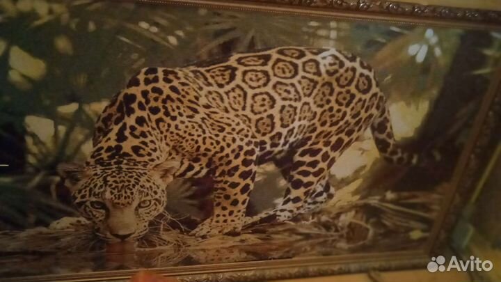 Картина в раме гобелен 1'30Х0'83 см Леопард