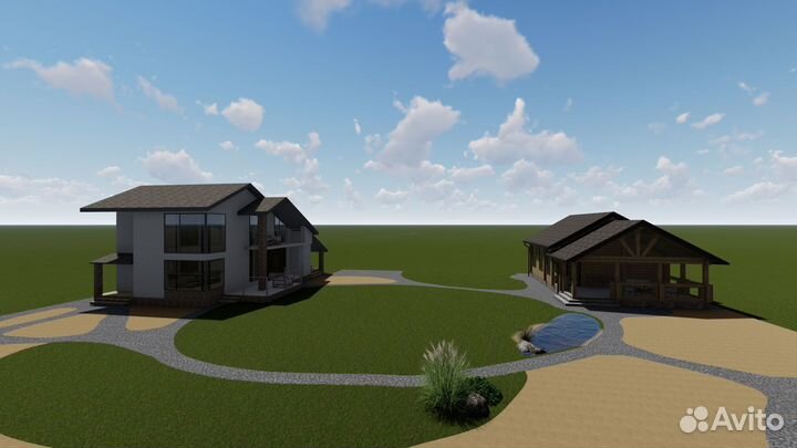 Ландшафтный дизайн,эскиз,3D визуализация,2d проект