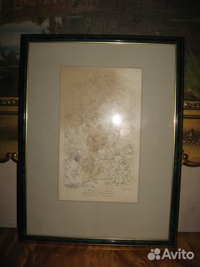 Литография старинная оригинал