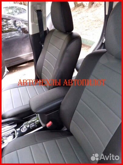 Чехлы Автопилот Mitsubishi L200 из экокожи чёр-сер