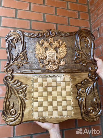 Нарды ручной работы российский герб в наличии