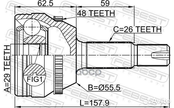 ШРУС наружный 29X55X26 0110-ZZE132A48