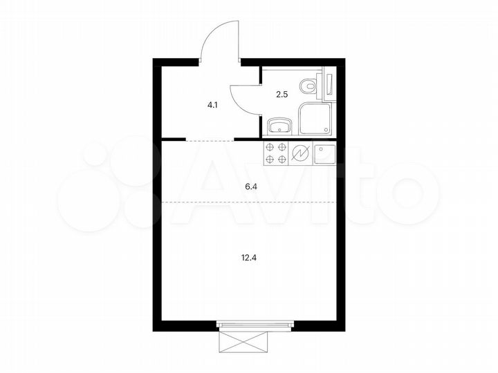 Квартира-студия, 25,4 м², 19/25 эт.