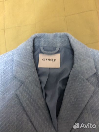 Твидовый пиджак женский 42-44 Orsay голубого цвета