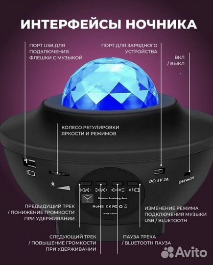 Ночник детский проектор звездное небо, Новый