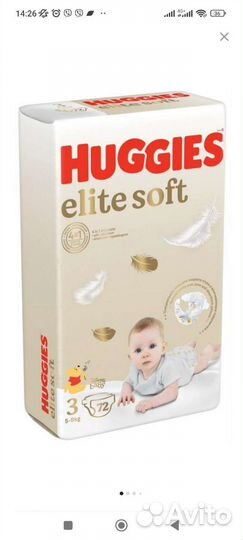 Huggies подгузники Elite Soft 3 (5-9 кг), 72 шт