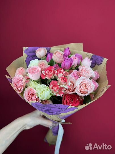 Розы кустовые доставка цветов букет