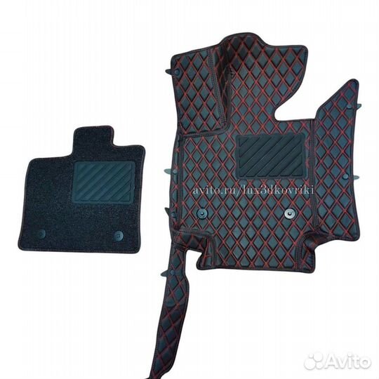 Коврики премиум Mercedes CLS W218 +ворс. Чёрн/крас