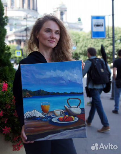 Завтрак на лазурном берегу этюд живопись