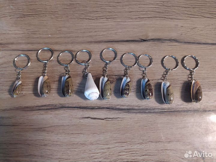 Брелок ракушка и кольца для брелков