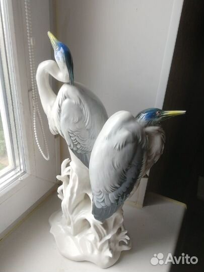 Фарфоровая статуэтка цапли Германия Karl Ens
