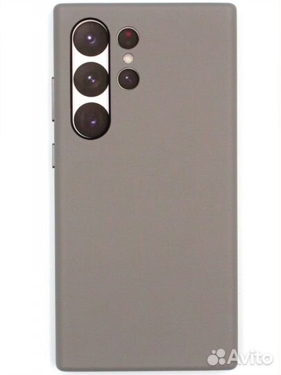 Чехол Galaxy S24 Ultra кожаный-Titanium Grey