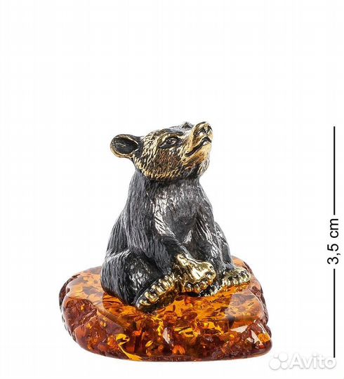 Фигурка Медведь (латунь, янтарь) A2087972