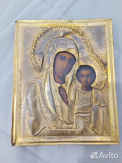Икона старинная Казанской Божией Матери