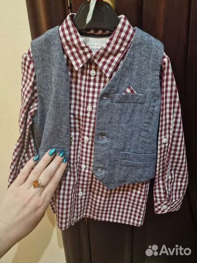 Рубашка, рубашка и жилетка 92 mothercare